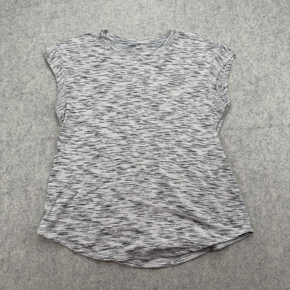 Lululemon Shirt Womens Small (NO TAG) Gray Striped Short Sleeve *MEASUREMENTS*